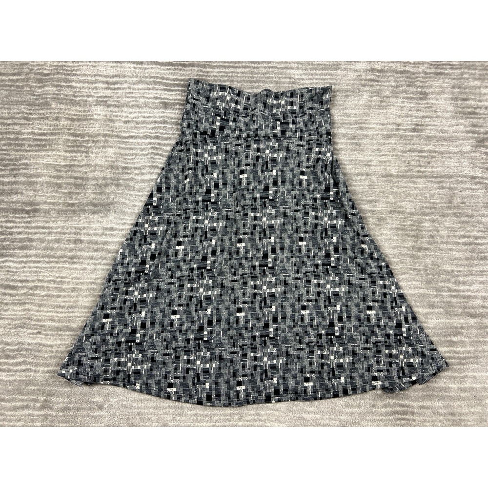 LuLaRoe Skirt Womens XS Black White Madison Geometric Grid A-Line Knee Length